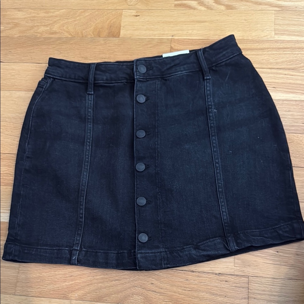 free assembly button down denim black Mini Skirt